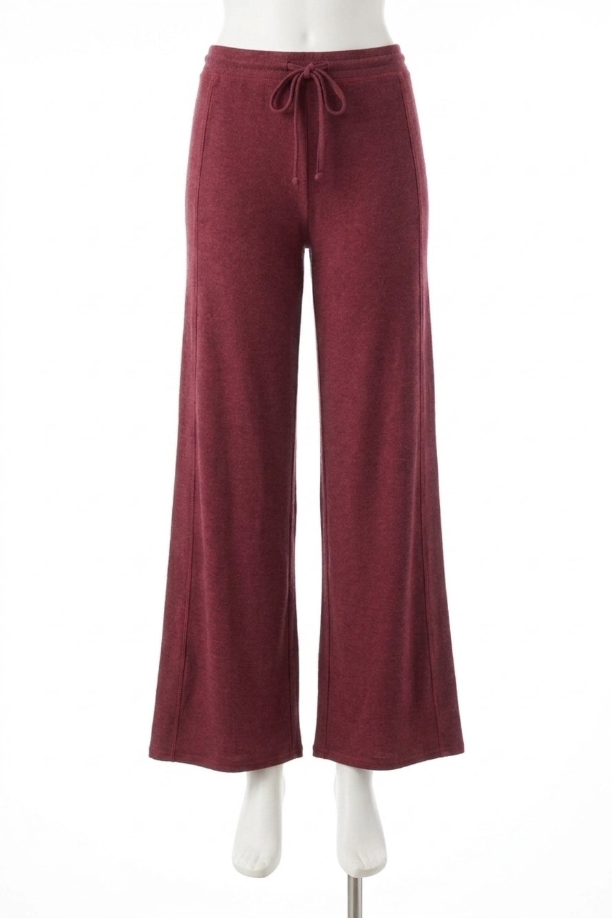 NEW CHASER rpet cozy knit wide leg rib panel pants in jingle